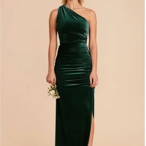 Birdy Grey One-Shoulder Emerald Green Velvet Gown